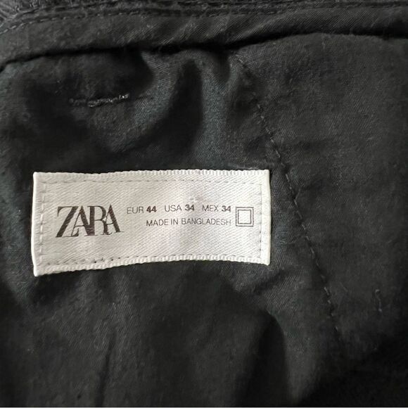 Zara Pants Womens Size 34 Black High Rise Tapered Linen Blend Relaxed Fit Pocket - Picture 8 of 15